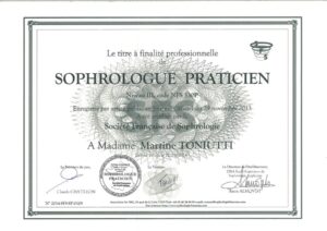 Certification sophrologie Martine Toniutti